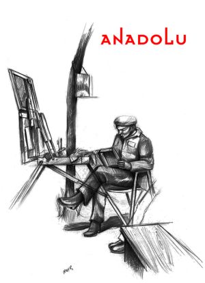 Karakalem Sandalyede Kitap Okuyan Adam Çalışması Gaziantepda