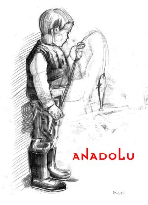 Karakalem Balık Tutan Çocuk Çalışması Gaziantepda