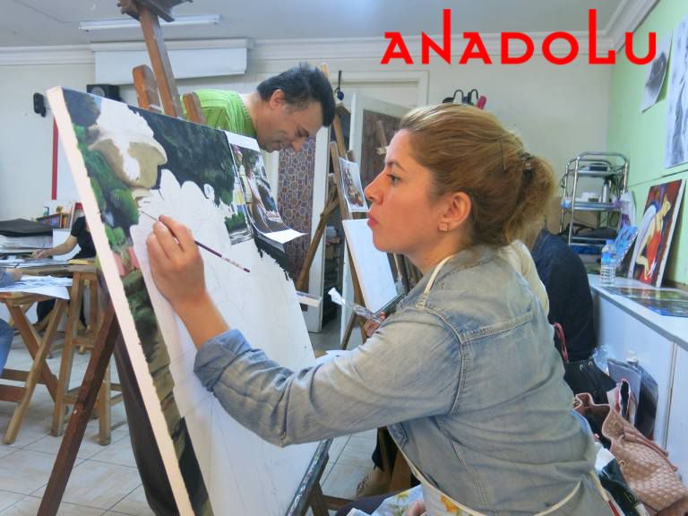 Yağlı Boya Yapan kadın Hobi Grubu Gaziantepda