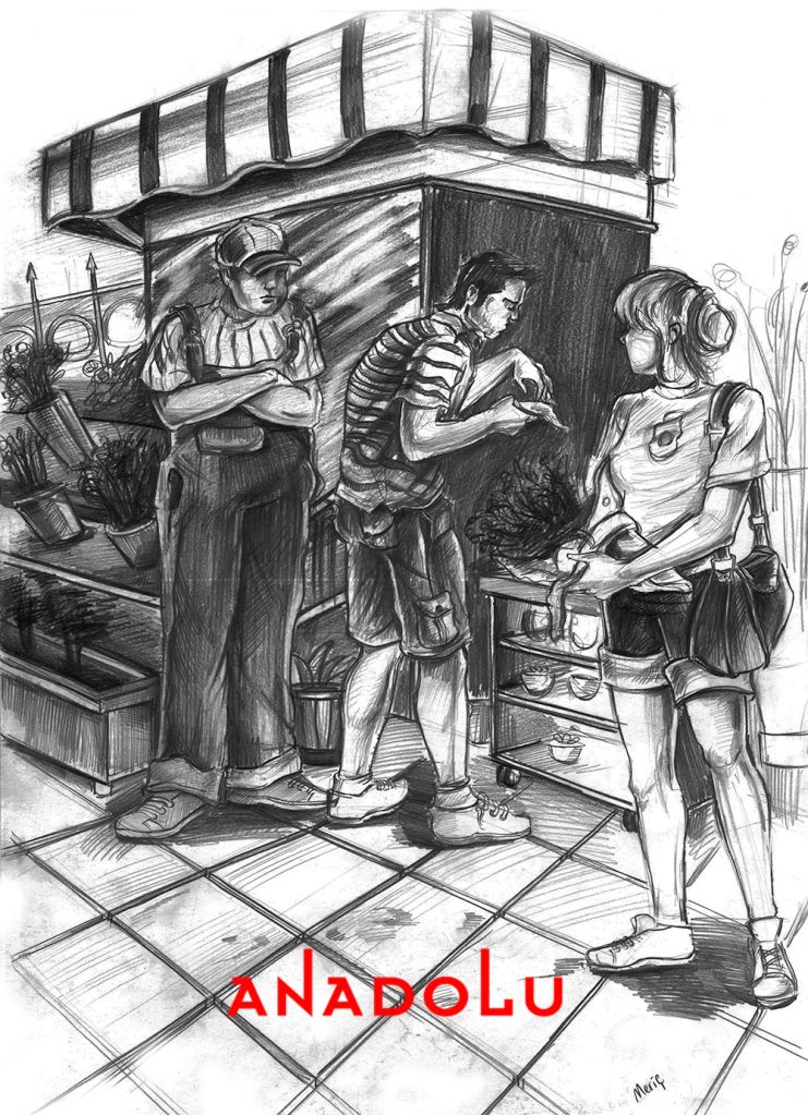 Karakalem Çiçek Satışı Yapan Tezgahtar Gaziantepda